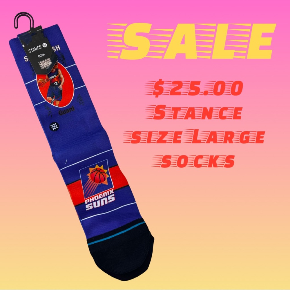 Stance Steve Nash Hardwood Classics Phoenix Sun’s Socks Men’s Size Large